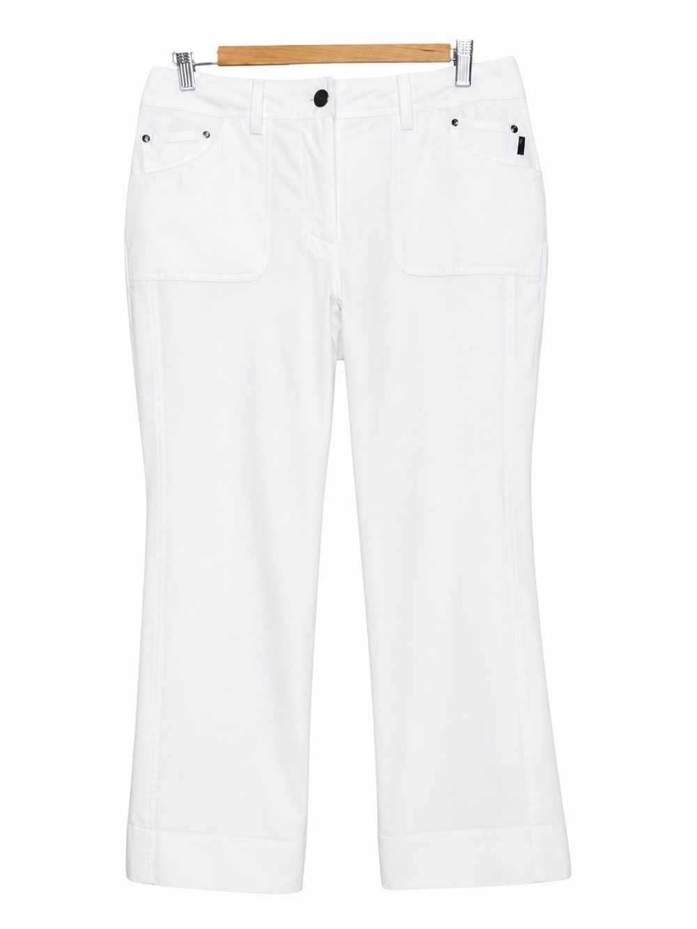 ORLY Sport NWT White Golf Capri Pants Size 4 Montreal Brand Mesh Lined Cuff Tabs